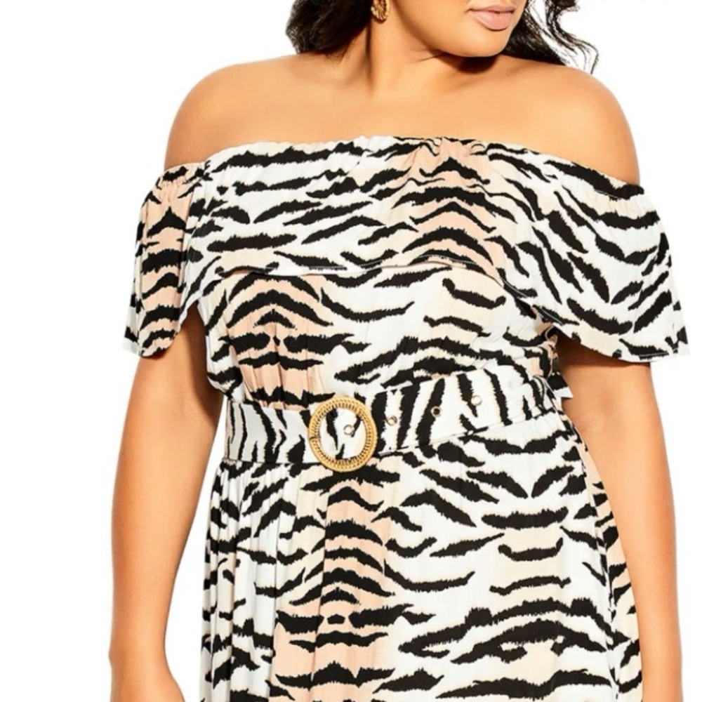 City Chic Tigress Off the Shoulder Dress